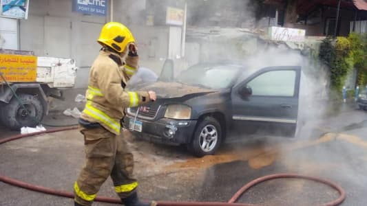 بالصّور: إخماد حريق في سيارة رباعية الدفع