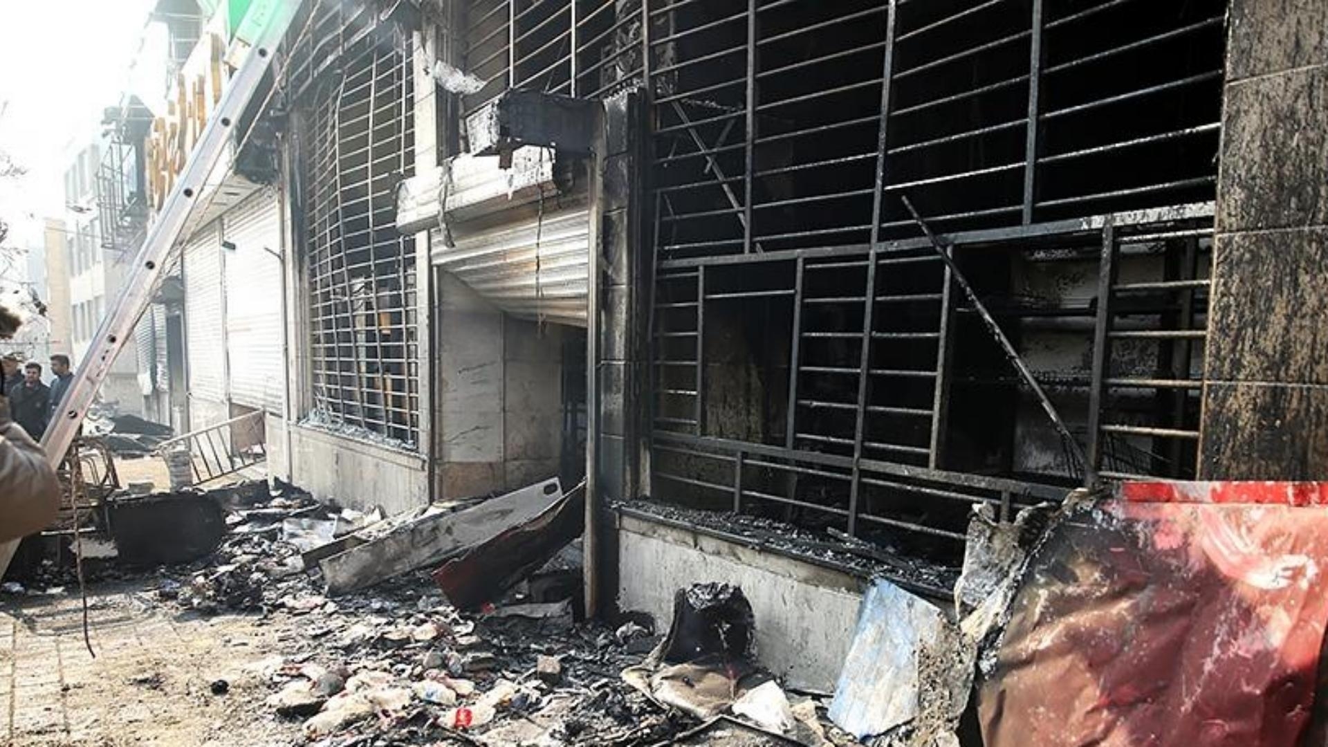 Photos: Iranian TV Building Reduced to Ashes