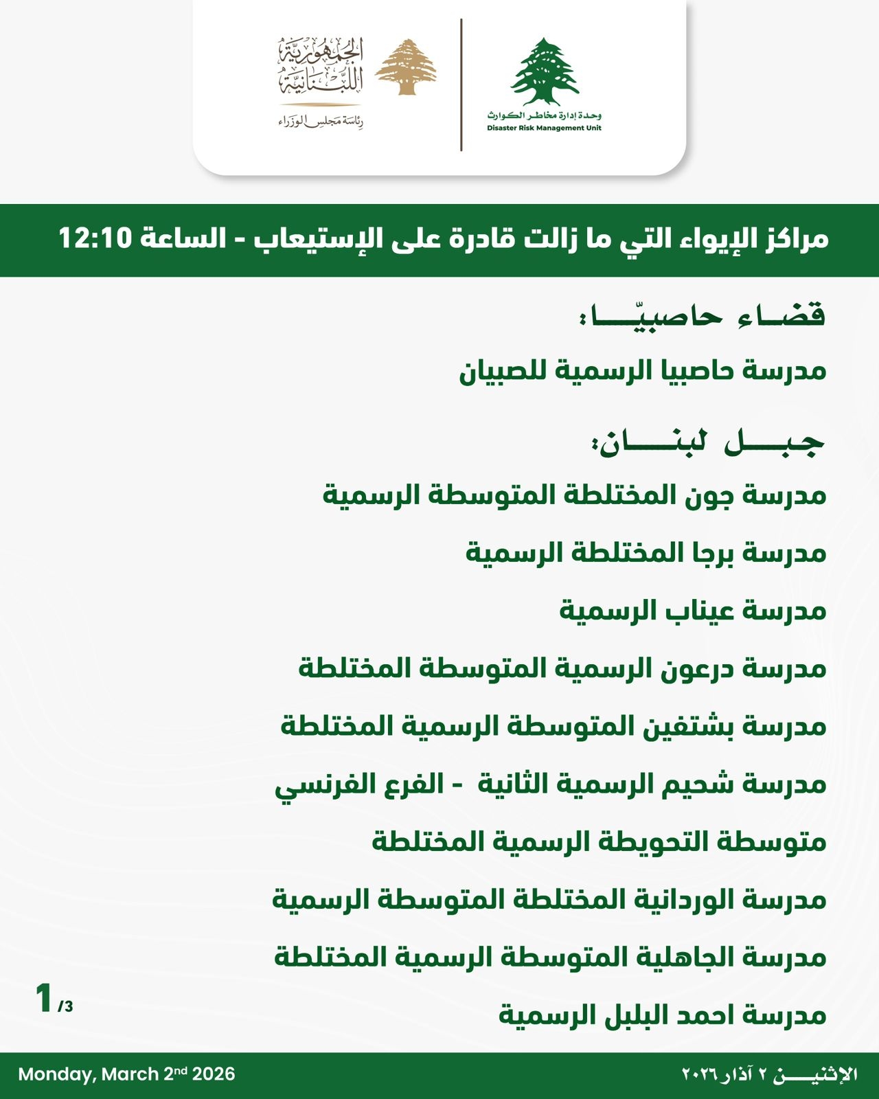 بالصّور: مراكز الإيواء التي ما زالت قادرة على الاستيعاب