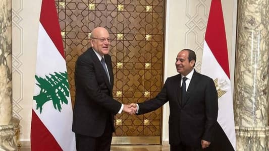 Photo: Egyptian President Abdel Fattah el-Sisi meeting with caretaker Prime Minister Najib Mikati in Cairo