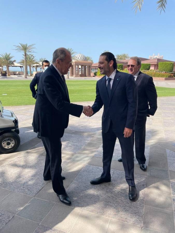 بالصور: لقاء بين الحريري ولافروف في أبو ظبي