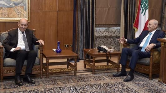 Berri hosts Le Drian, reaffirms commitment to presidential election initiative