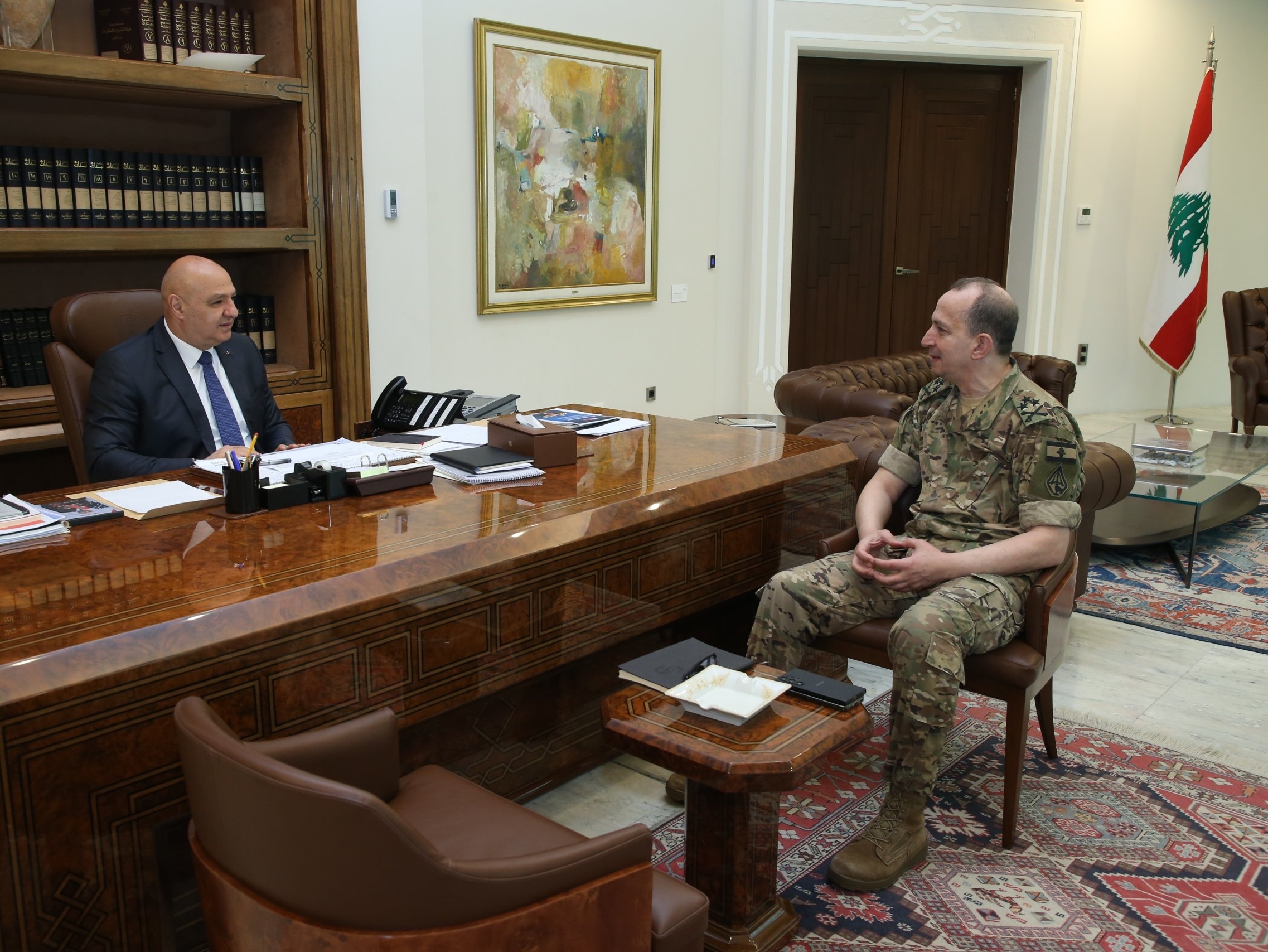 Photo: Army Commander General Rodolph Haykal briefed President of the Republic Joseph Aoun on the security situation in the country in light of recent developments in the South and the ongoing Israeli attacks and violations