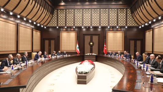 The expanded meeting between Erdogan, Mikati, and members of the Lebanese and Turkish delegations began