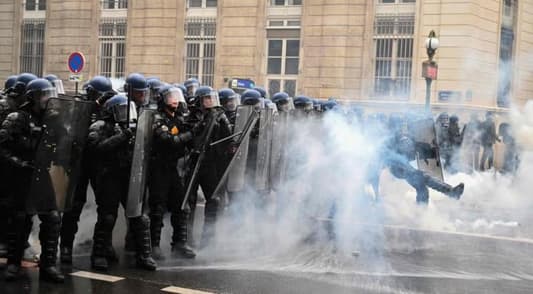 A number of policemen were wounded during clashes with protesters in France