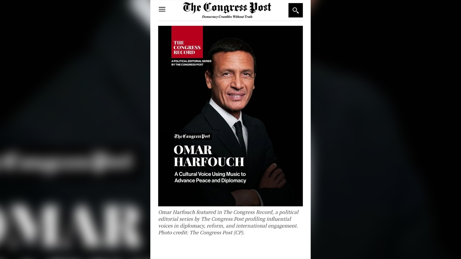 The Congress Oost  الأميركية تسلّط الضوء على عمر حرفوش: صوت ثقافي مؤثر