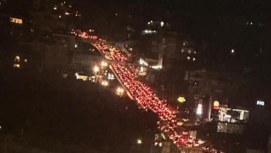 Photo: Heavy traffic is reported on the Hazmieh - Jamhour road