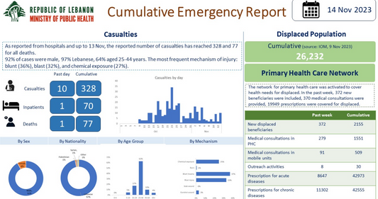 Photo: Lebanon’s Ministry of Public Health publishes cumulative health emergency report