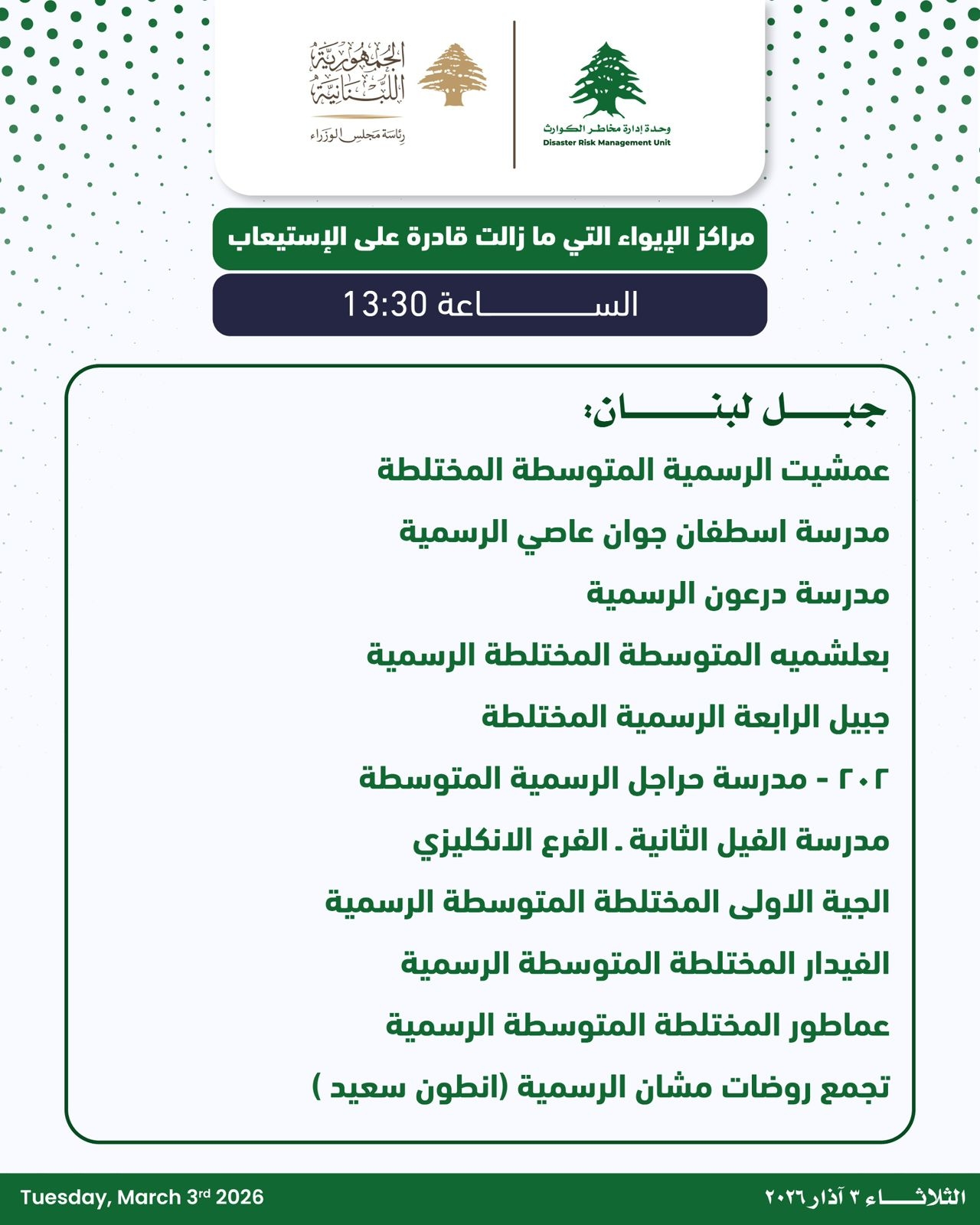 بالصّور: إليكم مراكز الايواء المُتوفّرة