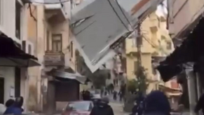 Watch: A Giant Banner Fell in Lebanon After Hours of the Earthquake