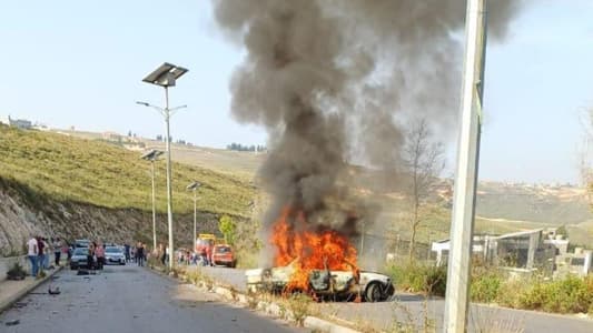 An Israeli drone strike targets a car on the Nabatieh road