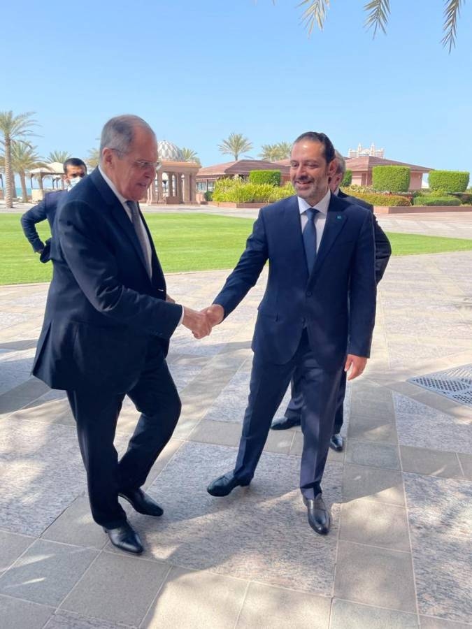 بالصور: لقاء بين الحريري ولافروف في أبو ظبي