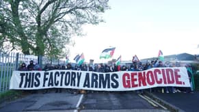 UK pro-Palestine activists protests against arms shipments to Israel