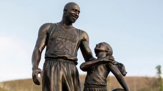 Statue of Kobe and Gigi Bryant placed at crash site on anniversary