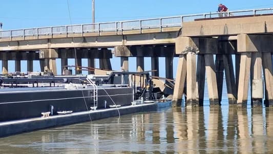 Barge hits a bridge in Galveston