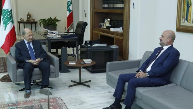 President Aoun receives MP Abi Ramia, Ambassador Karam