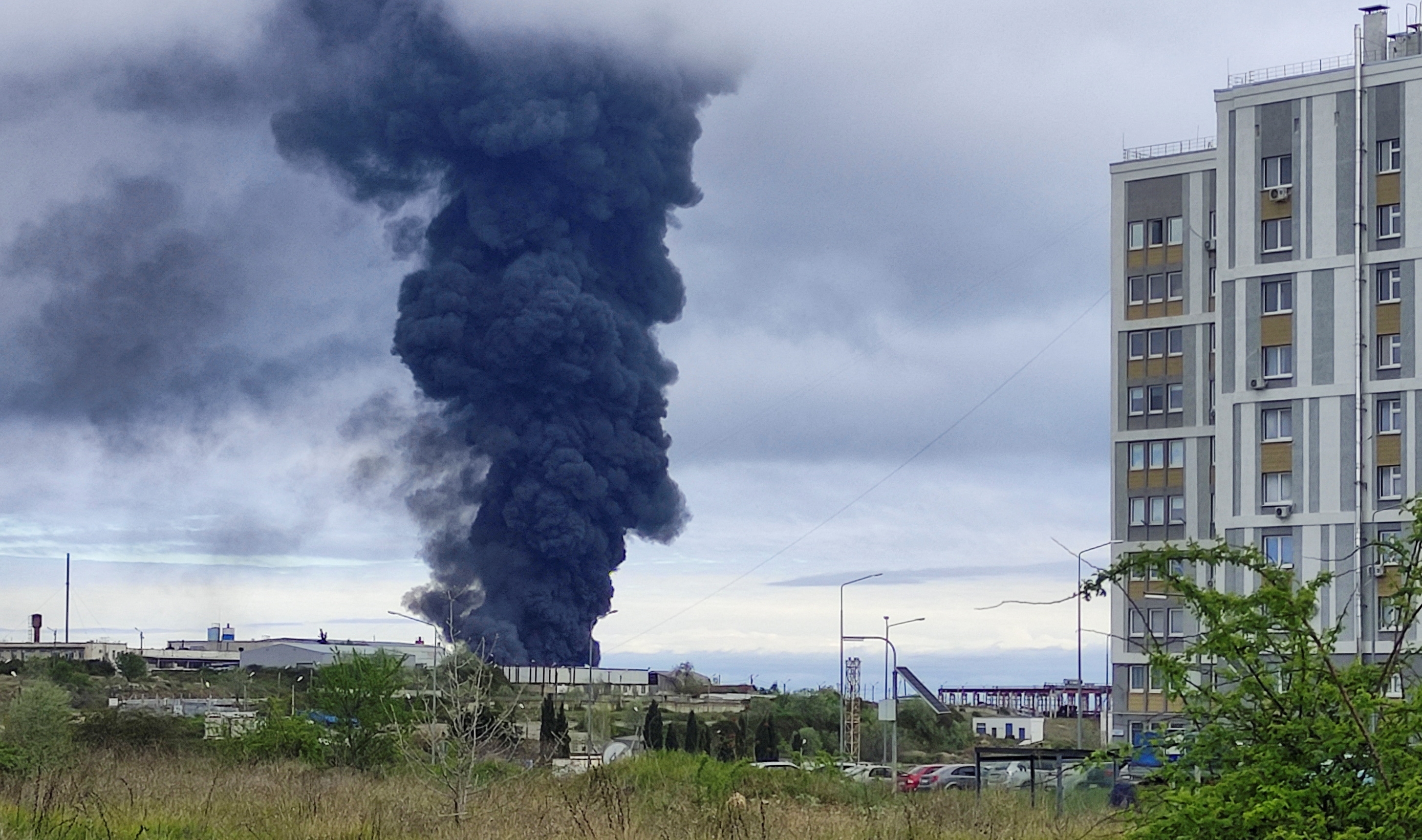 Russia blames Ukraine drone attack for major Crimea fuel depot fire
