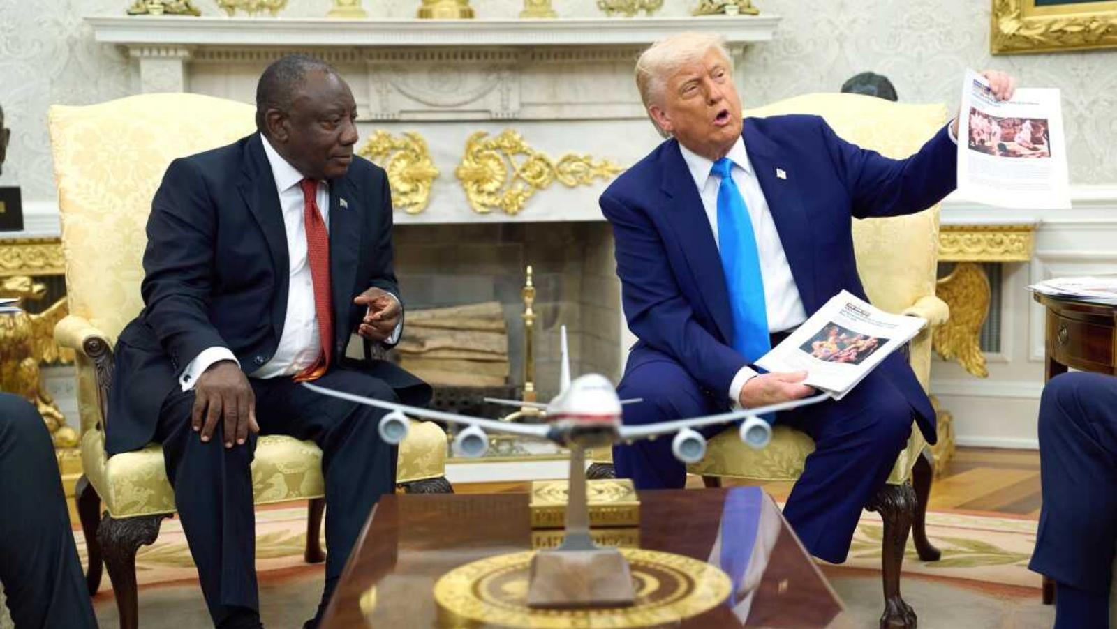 Trump confronts South Africa's Ramaphosa with false claims of white genocide