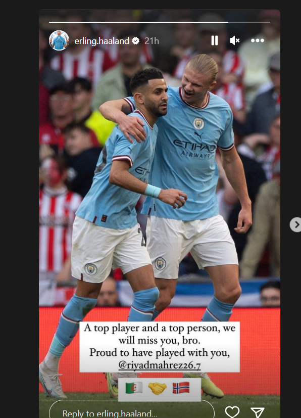 هالاند يوجّه رسالة لمحرز بعد انتقاله للدوري السعودي