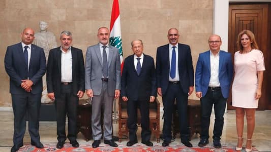 President Aoun discusses educational affairs with delegation from Syndicate of Private School Teachers