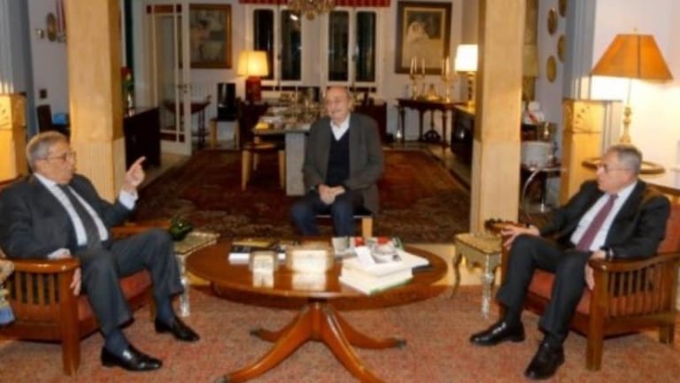 Jumblatt broaches developments with Amr Moussa, Siniora and Egyptian Ambassador