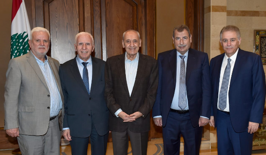 Berri broaches developments in occupied Palestine with PLO, Fatah Movement delegation