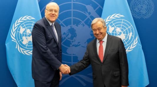 Mikati expresses concern about increasing number of displaced Syrians in Lebanon to UN’s Guterres in New York