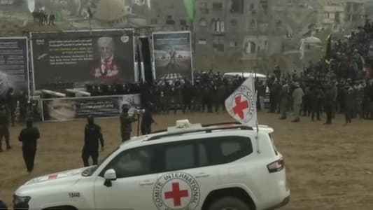 Red Cross vehicles left Khan Yunis after receiving the bodies of four Israeli hostages from Hamas