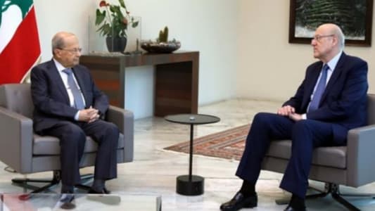 President Aoun receives government line-up from PM Mikati