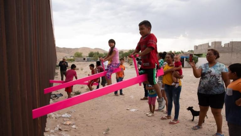 Pink Seesaws at US-Mexico Border Named Design of the Year 2020