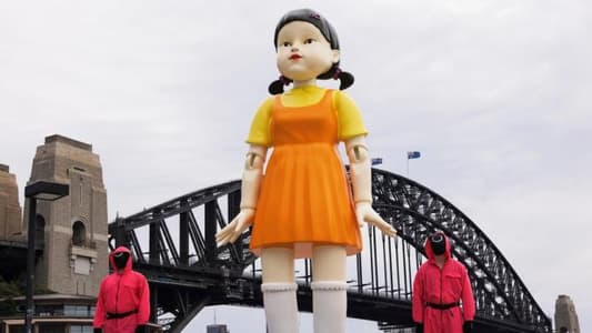 Enormous Squid Game Doll Appears in Sydney for Halloween