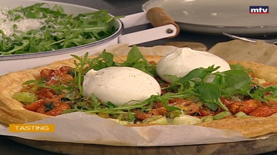 Puff pastry with burrata cheese