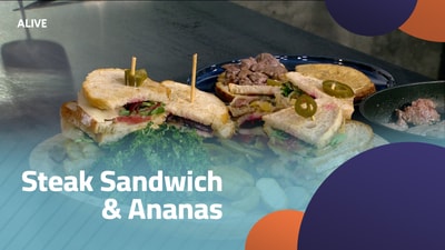 Steak Sandwich & Ananas