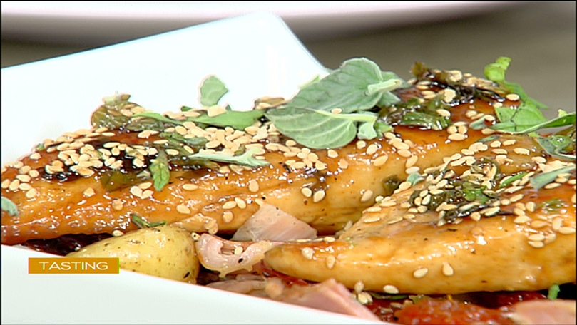glaze chicken breast with pomegranate molasses