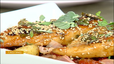 glaze chicken breast with pomegranate molasses