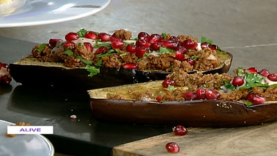 Eggplant with tahini meat