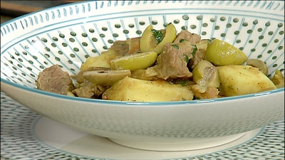 Casserole on meat and sweet potato
