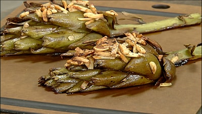 Artichoke gnocchi with green asparagus