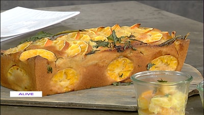 Pumpkin gratin and clementine