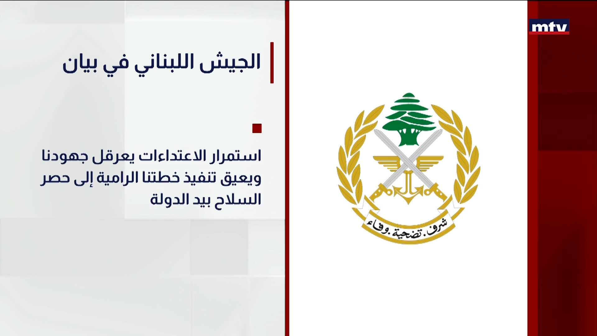 الجيش اللبناني في بيان