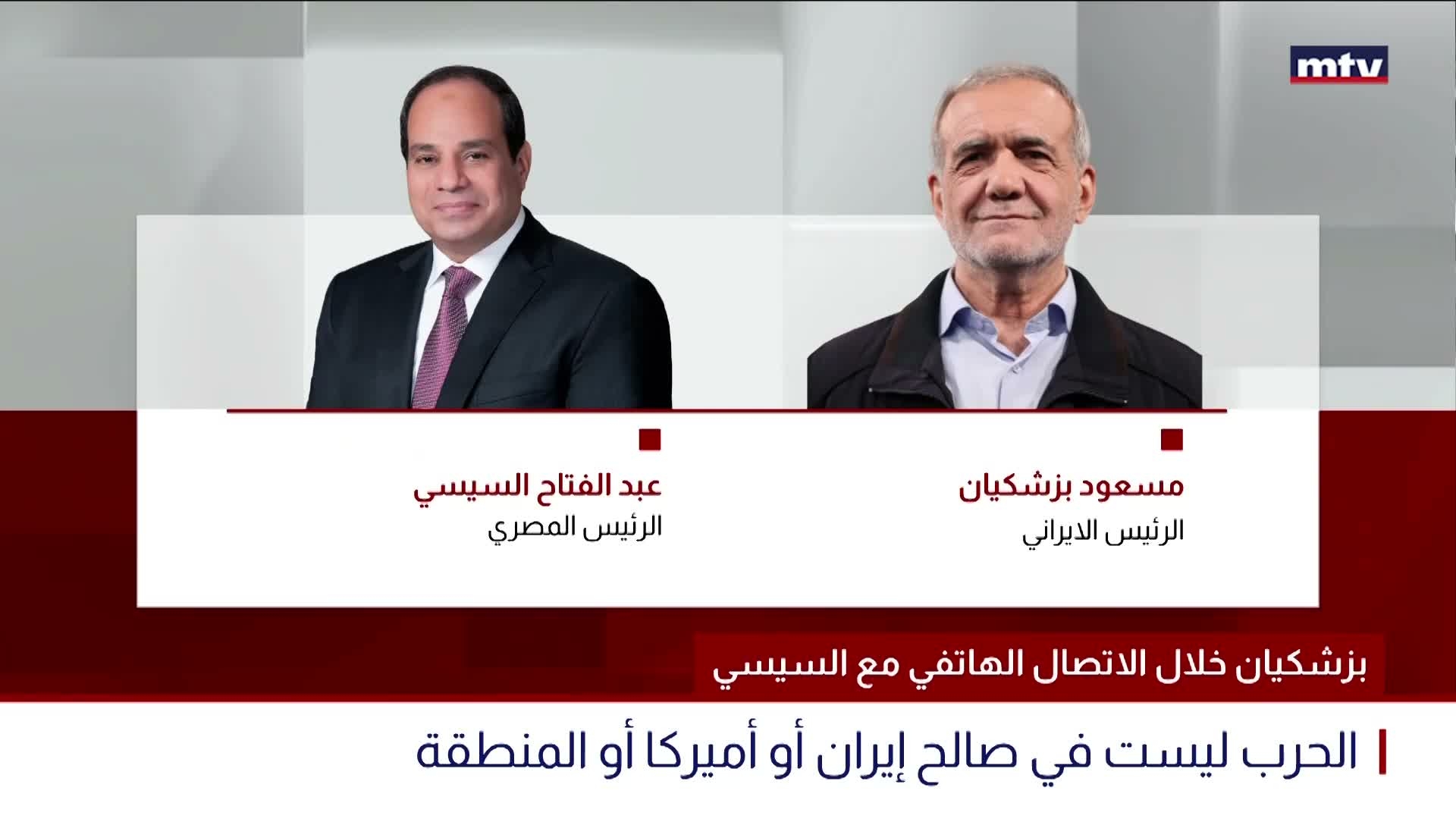 بزشكيان خلال الاتصال الهاتفي مع السيسي