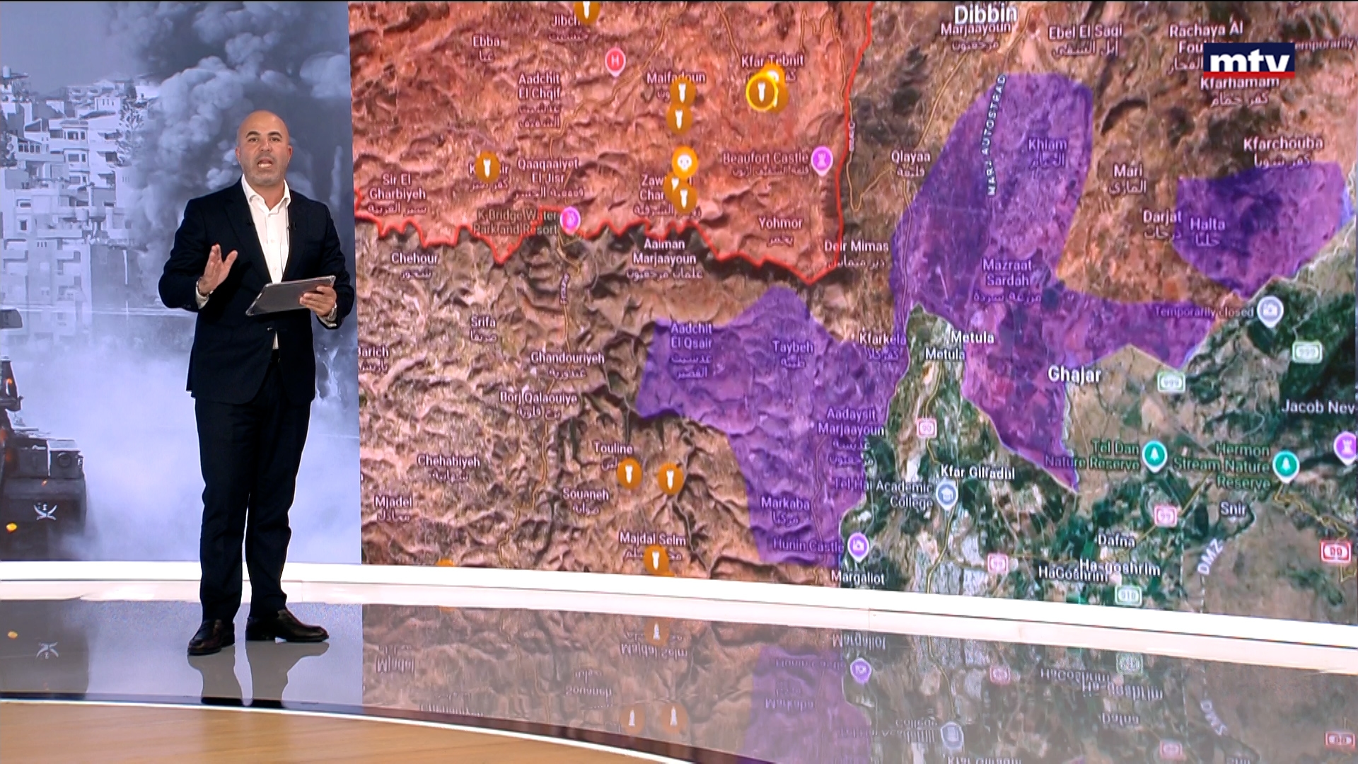 خريطة جنوب لبنان بعد التحرير وقبل الاسناد والساعات الأخيرة