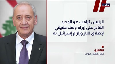 بري: ترامب قادر على فرض وقف النار على إسرائيل