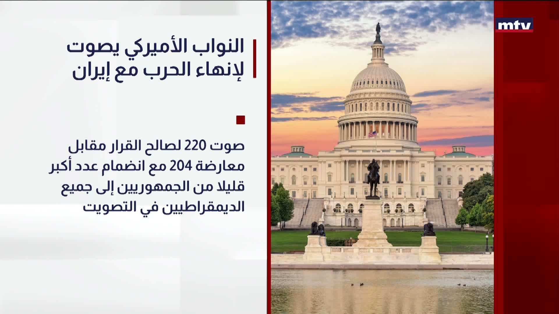 النواب الأميركي يصوت لإنهاء الحرب مع إيران