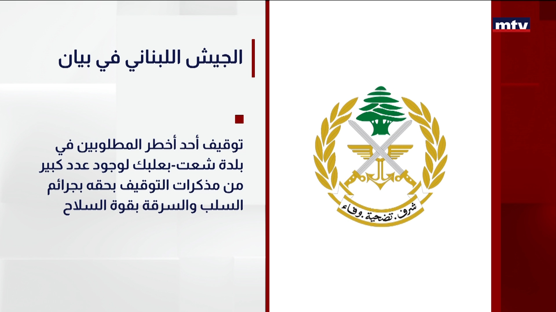 الجيش اللبناني في بيان