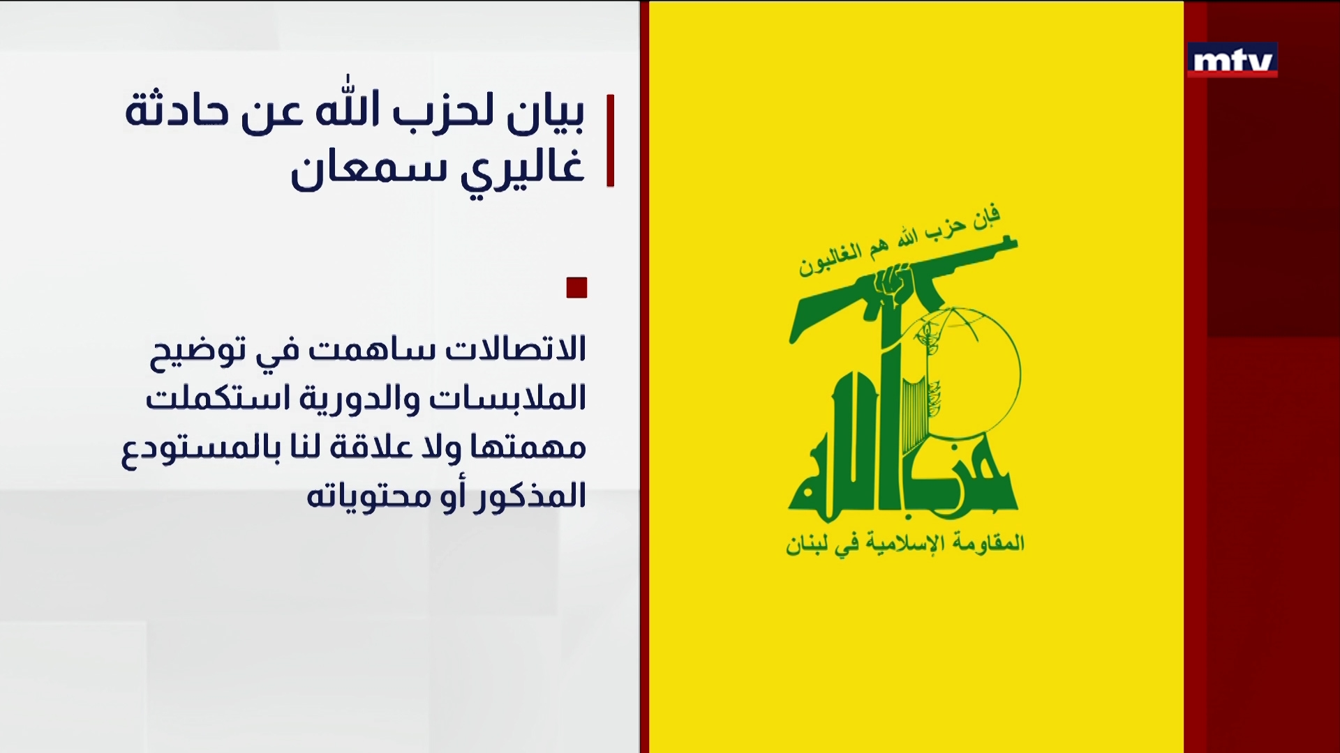 بيان لحزب الله عن حادثة غاليري سمعان