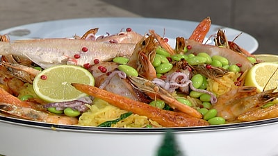 Rice with fish and chorizo