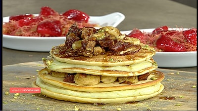 Pancake with cream and avocado