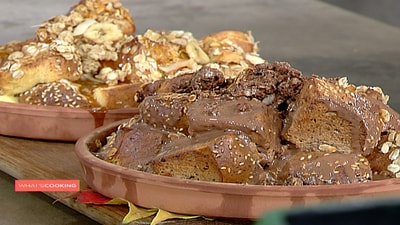 Brioche bread with chocolate and caramel