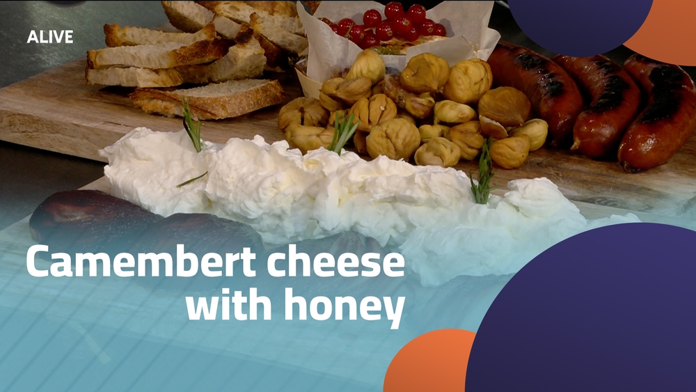 Camembert cheese with honey
